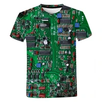2021 summer womens mens electronic chip oversized harajuku street short sleeved shirt