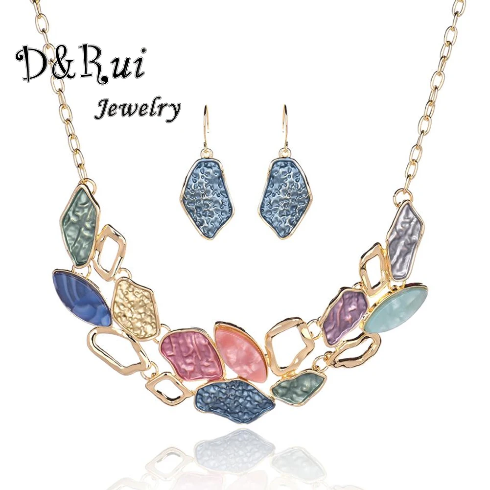 

Fashion Resin Acrylic Geometric Pendants Necklaces for Women Trendy Set Enamel Gold Color Luxury Brand Jewellery Jewelry Sets