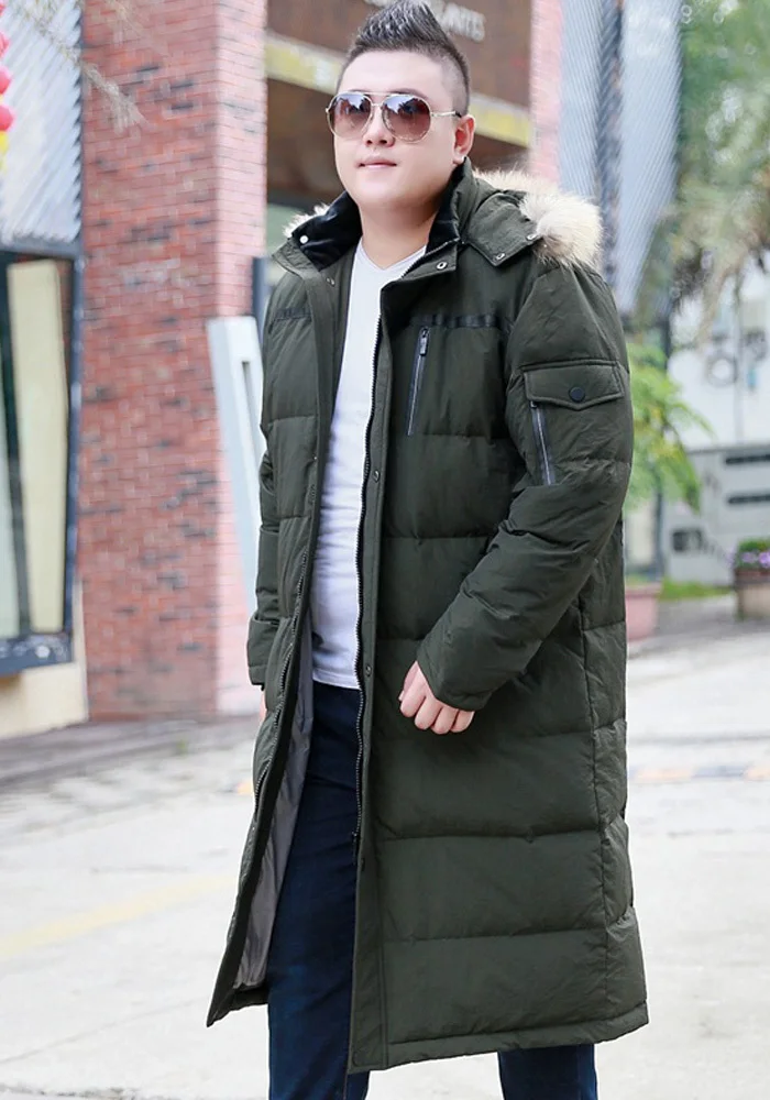 Мужская удлиненная куртка-пуховик больших размеров X-Long с меховым воротником 10XL