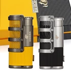 Зажигалка COHIBA, металлическая карманная Бутановая фонарь жигалка для сигар, ветрозащитная, 3 струи, аксессуары для сигар, с подарочной коробкой