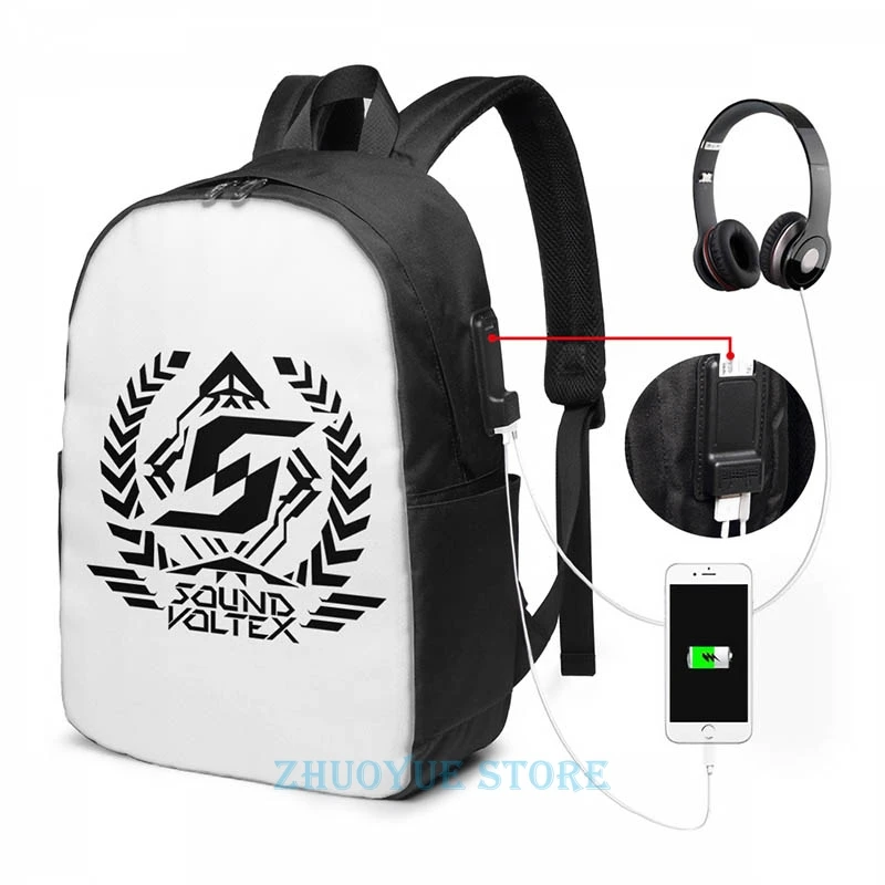 Забавный графический принт с логотипом Voltex со звуком черный рюкзак USB зарядкой