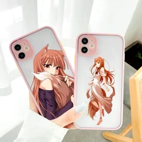 anime spice and wolf phone case cover for iphone 6s 7 8 plus se2020 12 13 mini 11 pro max xr x xs max pink hard shockproof funda