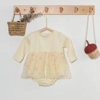 yg baby girl clothes 2022 spring and summer new baby tights brand new design beautiful mesh embroidery skirt newborn jumpsuit
