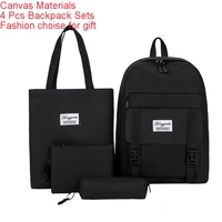 2020 4pcs fashion backpack school bag teens girls student backpacks black nylon women schoolbags mochilas school backpack female
