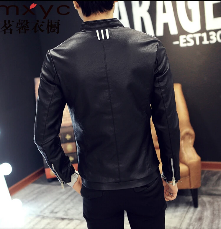 

Men's Free Shipping Teen Fashion Spring And New Slim Pu Leather Jacket Tide / M-3xl