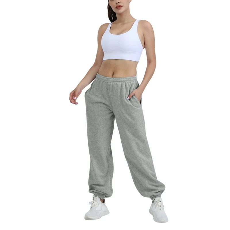 Осенне-зимние женские спортивные брюки корейская мода бежевые Мешковатые