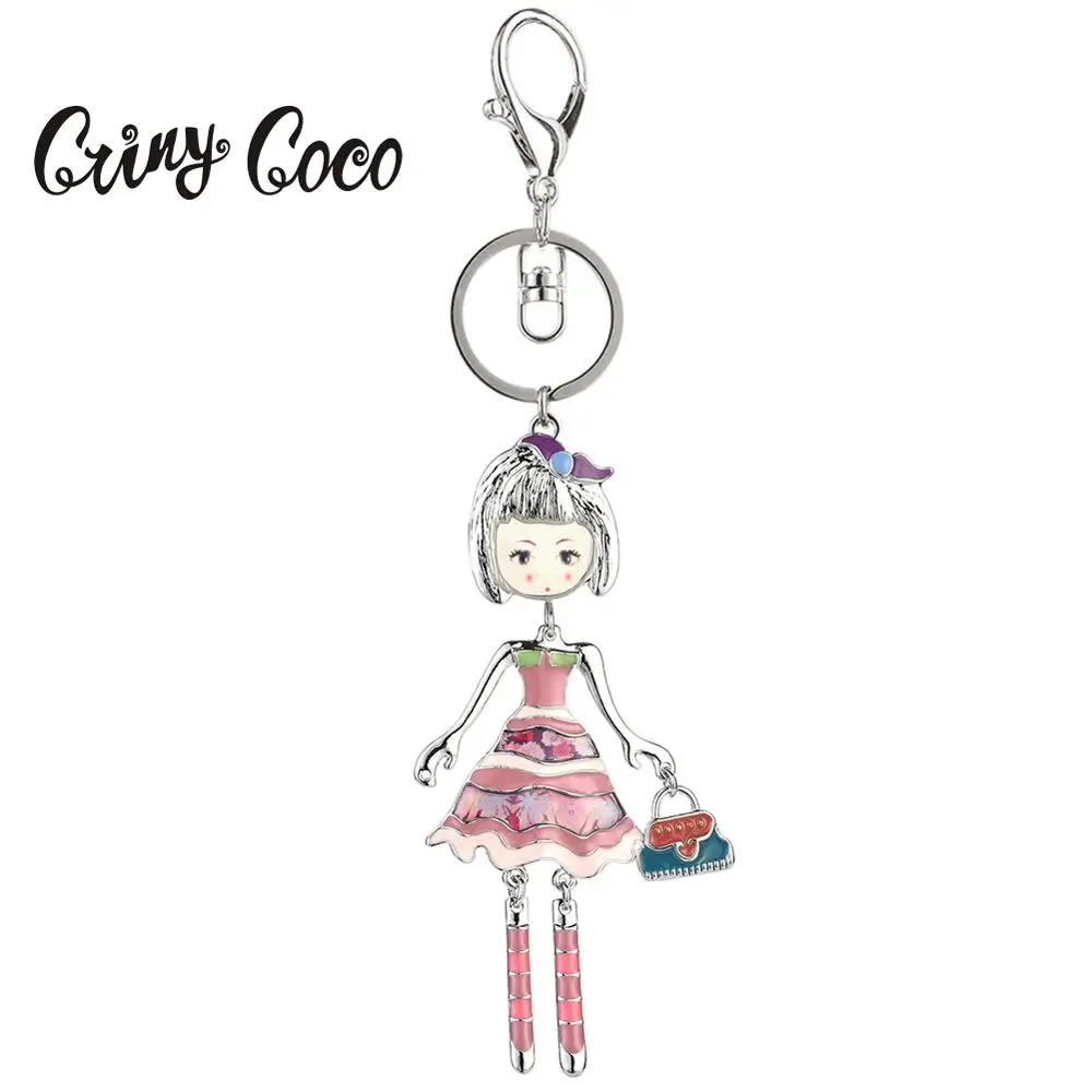 Милые брелоки с розовой куклой для девочек из металлического сплава мультяшным