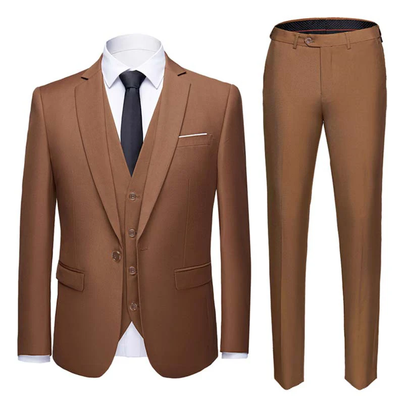 YUNCLOS фиолетовый мужской костюм из 3 предметов однотонный Повседневный