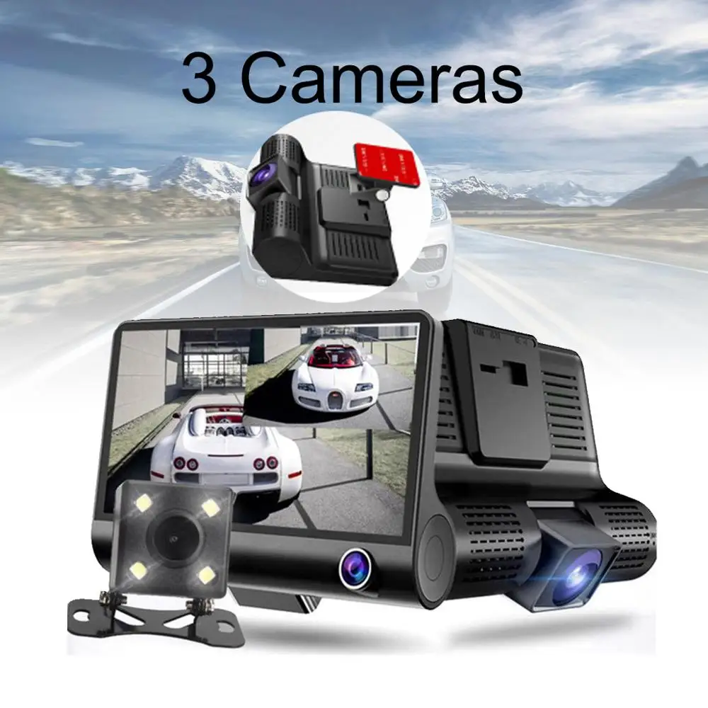 Xecario Dashcam Full HD 1080P Автомобильный видеорегистратор 3 камеры s объектив 4 0 дюймов с
