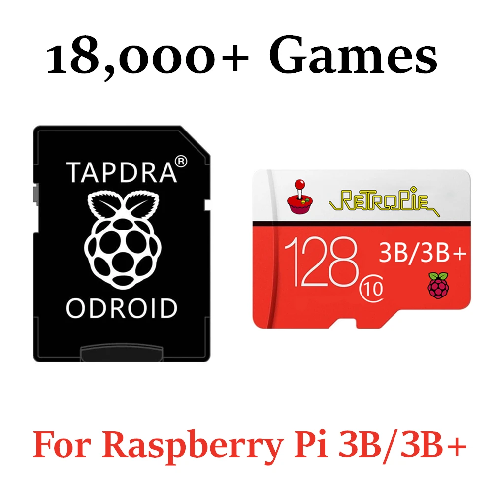 

RetroPie SD Card 128GB For Raspberry Pi 3 B+ 18000+ Games 30+ Sytems Diyable Emulation Station Games Preloaded Plug&Play