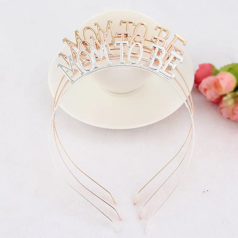 Rose Golden Silver Color Mom To Be Tiara Crown Headband for Baby Shower Boy Girl Gender Reveal Party Announcement Decorations