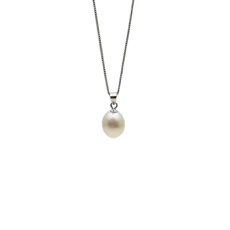

Vintage Pearl Pendant Necklace 925 Water Drop Temperament Jewelry Accessories Geometric Minimalist Necklace Collares De Mujer A