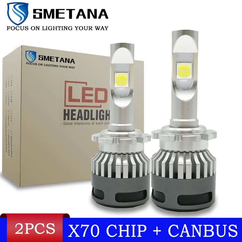 Светодиодные фары H7 H4 автомобильные лампы с чипами X70 мини-размер 9005 9006 H8 H11 D1S D2S D3S
