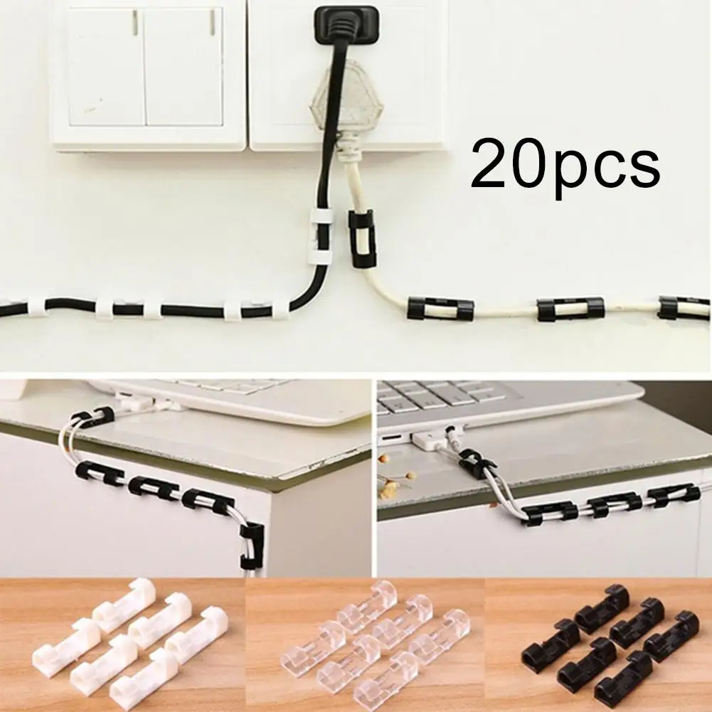 

20Pcs Self-adhesive Cable Clip Clamp Wire Buckle Line Fastener Organizer Fixer