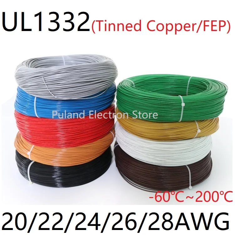 UL1332Wire 22 24 26 28AWG ПТФЭ пластиковый изолированный Луженый Медный электронный кабель