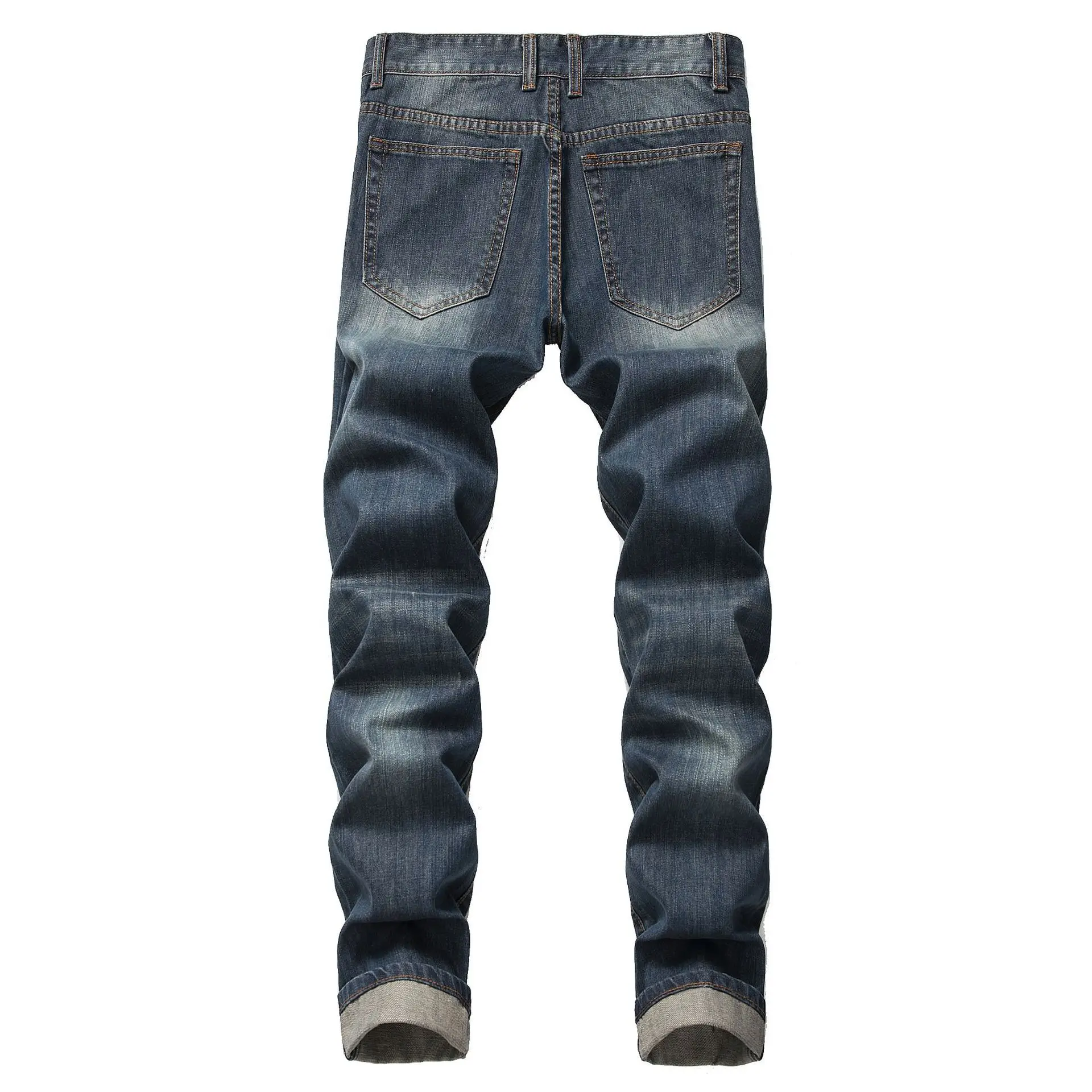 

2020 Men's New Straight Slim Non-Elastic Jeans Youth Retro Ripped Trousers