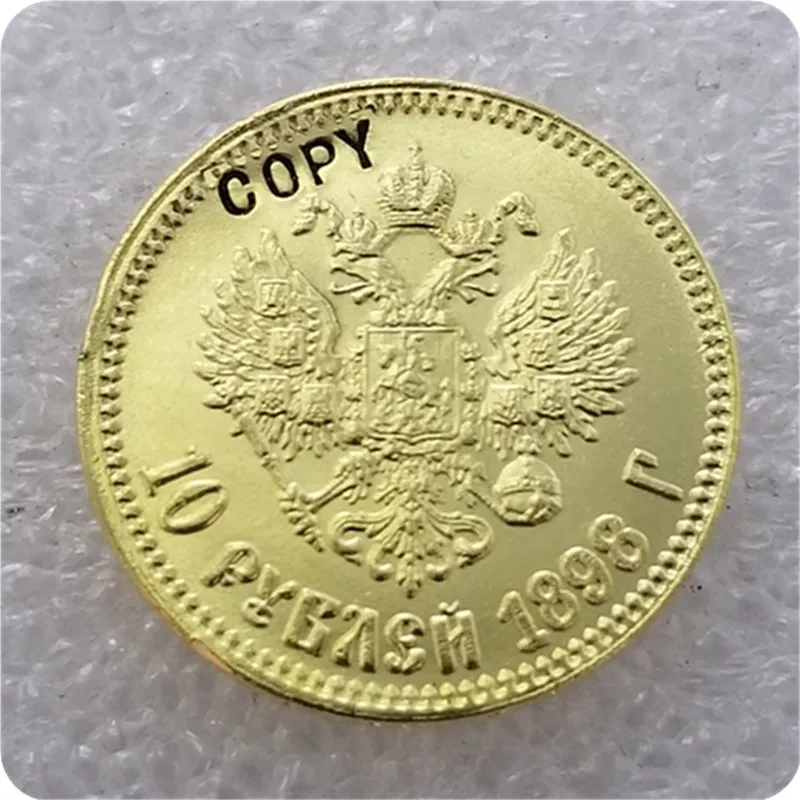 1898-1911 Россия 10 ROUBLE CZAR NICHOLAS II Золотая копия монет