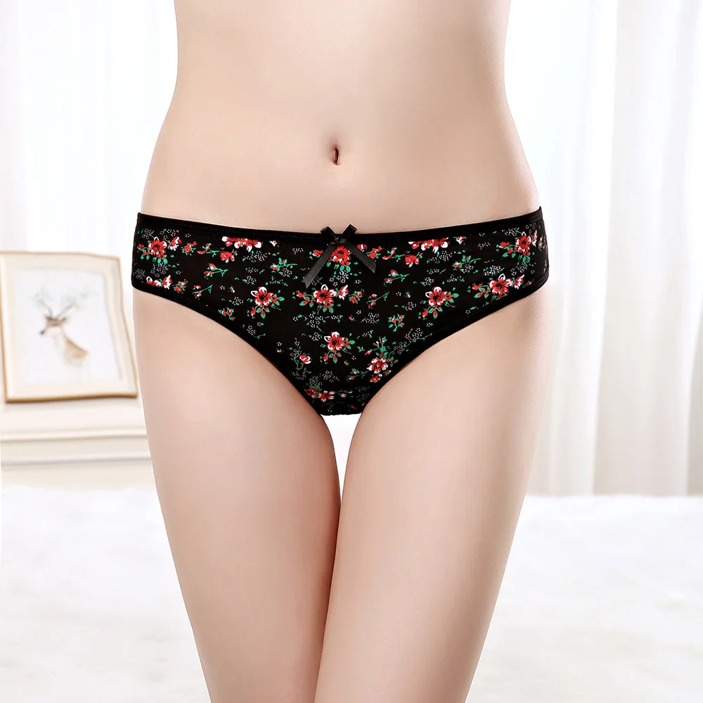 

3 шт./компл. сексуальные модные хлопковые трусики-стринги с принтом, случайный цвет