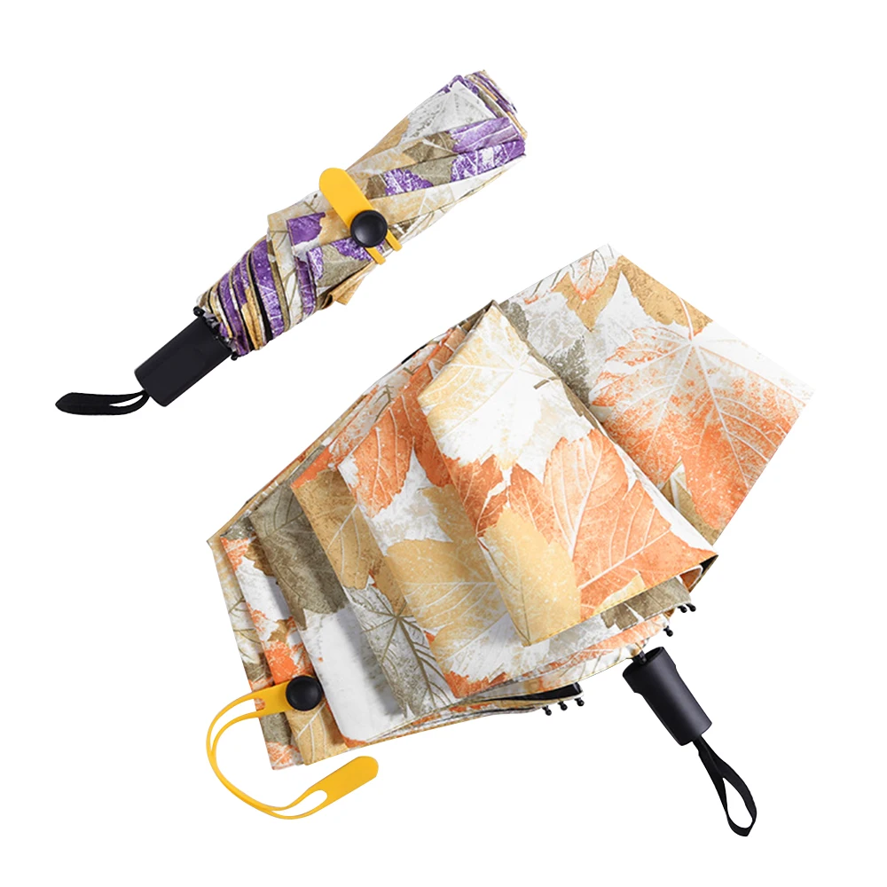 Женский зонт от солнца и дождя с изображением 3 stage 8 ребер желтый фиолетовый