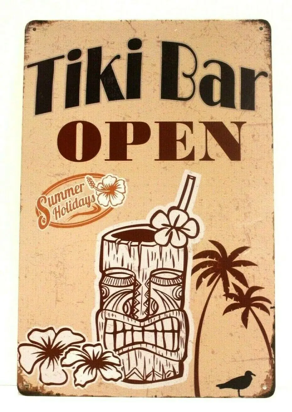 

Новинка, Tiki Bar открыт, семейный пляж, бар, мужская пещера, винтажные металлические постеры, ретро жестяные знаки для бара, паба, клуба, мужская...
