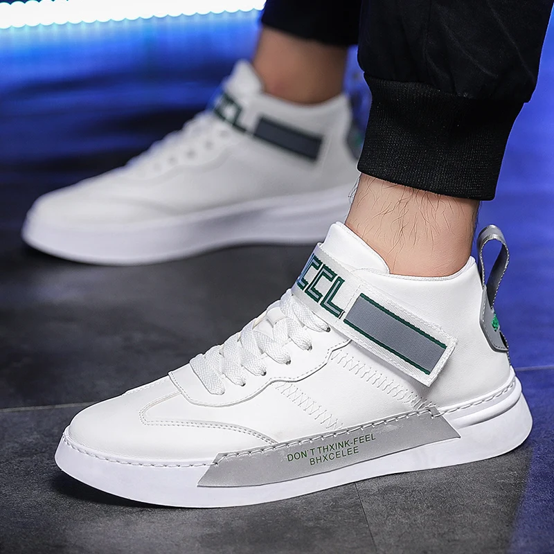 Mring men's shoes autumn 2019 new wild casual white high reflective tide | Обувь