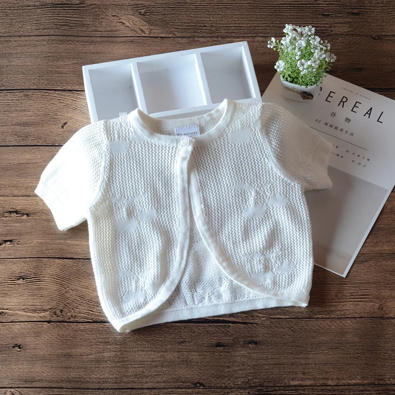 Тонкая летняя куртка для новорожденных девочек кардиган Белые пляжные пальто