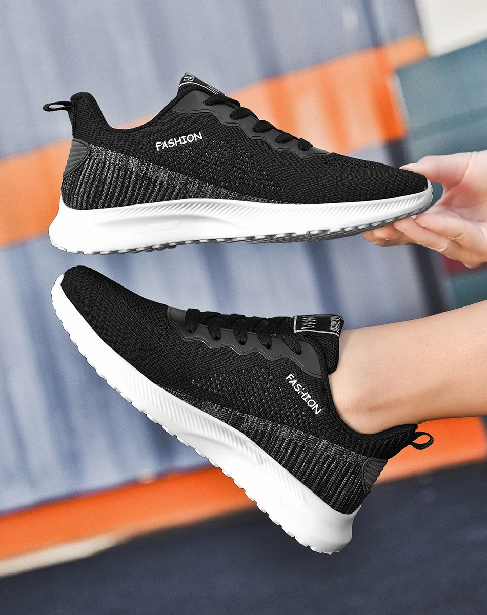 

Mesh Sneakers Women Low Top Flats White Woman Sneakers for Running Women Plus Size Sports Shoes Outdoor Lace Up Walking Shoe RP