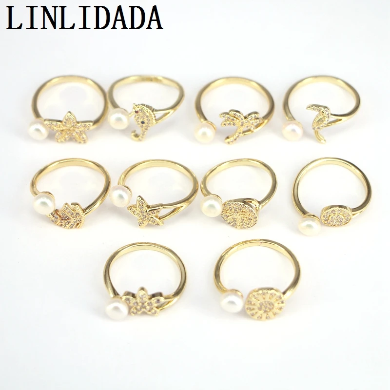 

Кольцо с жемчугом золотого цвета, 8 шт.