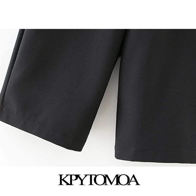 

KPYTOMOA Women 2020 Chic Fashion Side Pockets Straight Shorts Vintage High Waist Zipper Fly Female Short Pants Mujer