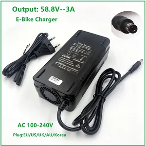 58 8v 3a battery charger for 14s 48v li ion battery electric bike lithium battery charger high quality strong with cooling fan free global shipping