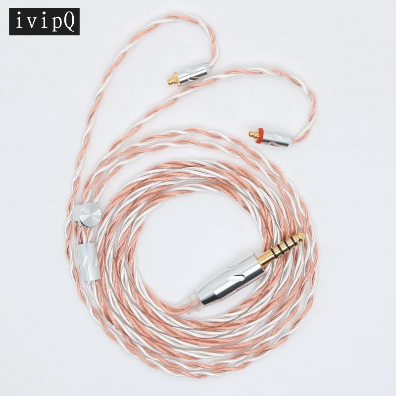 ivipQ 4-core Single Crystal Copper Silver-plated & 6N OCC Earphone Replacement Cable 2.5mm/3.5mm/4.4mm/MMCX/2PIN/0.78mm/QDC/TFZ