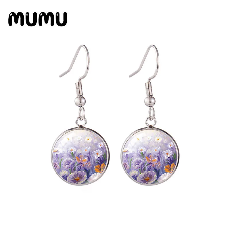 Новинка 2020 серьги в виде синих васильковых цветов ювелирные изделия круглой