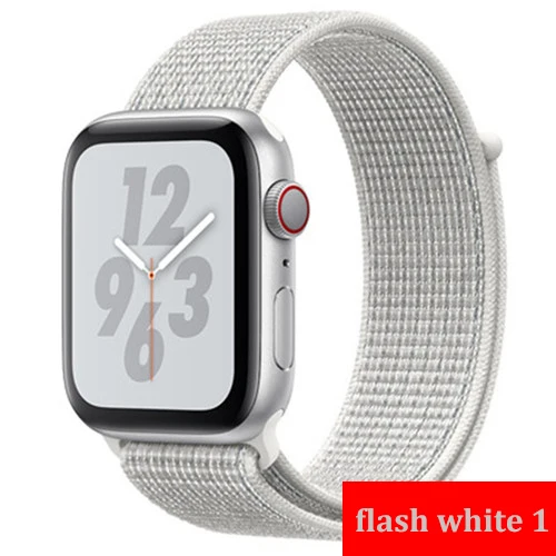 flash white Ремешок для apple watch, ремешок 44 мм, 40 мм, тканый нейлоновый ремешок iwatch серии 5, 4, 3, ремешок 42 мм, 38 мм, ремень, аксессуары для apple watch - Цвет ремешка: flash white
