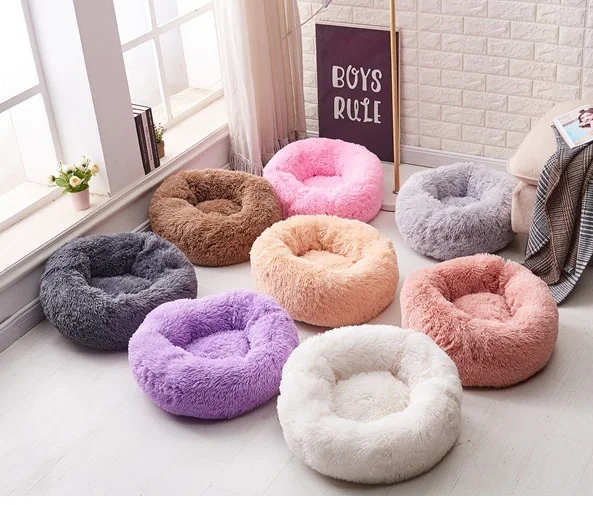 EU3 пончик кошка кровать из искусственного меха собаки лежаки для домашних