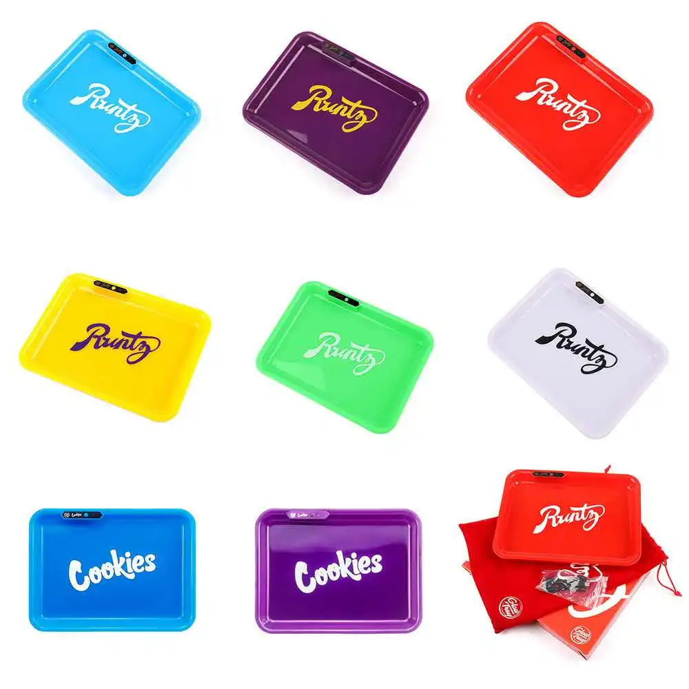 

Rechargeable voice control tobacco Rolling Trays with Handbag Tobacco LED Case Portable Pallet cookies Tray Smoking Gadgets Men