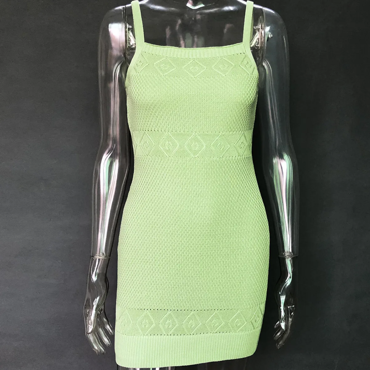 

BacklakeGirls Casual Women Solid Color Spaghetti Strap Knitted Dress Vintage Square Neck Elegant Ladies Slim Mini Dress Vestidos