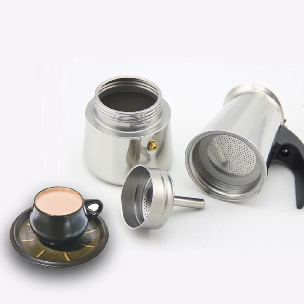 DIDIHOU 100/200/300/450 мл 2/4/6/9 чашек Портативный эспрессо Кофе Мока Нержавеющая сталь Кофе чайник из нержавеющей Кофе чайник