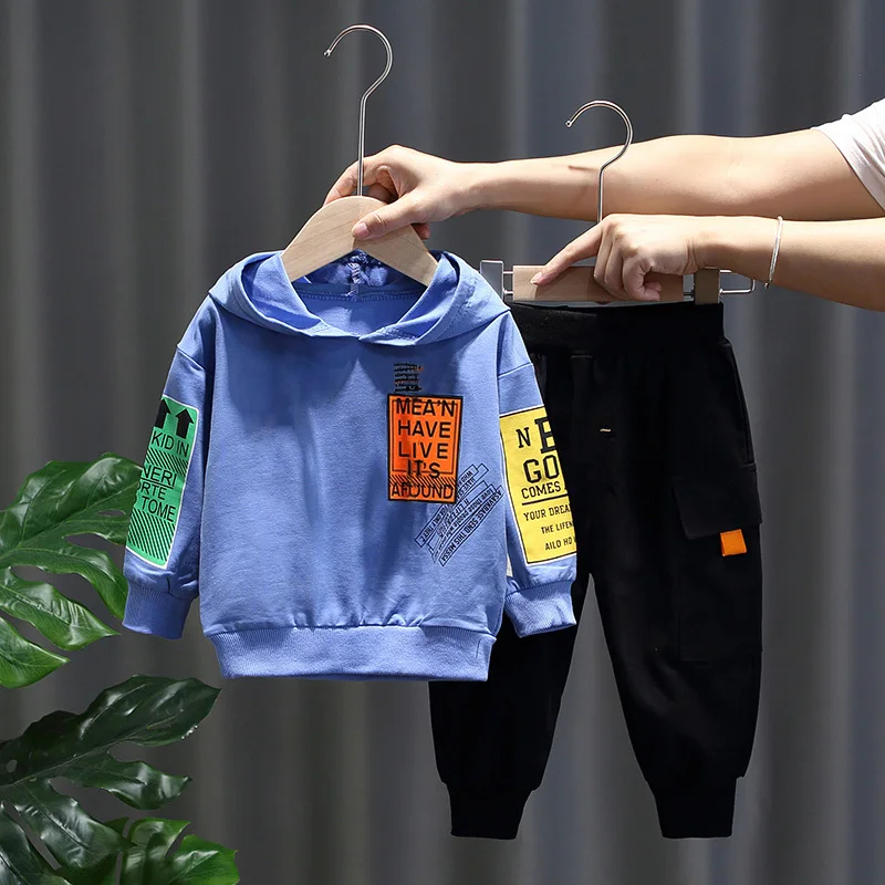 Осенние детские костюмы для маленьких мальчиков и девочек толстовки с капюшоном