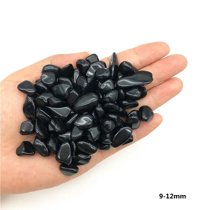 50 г 3 размера натуральный черный обсидиан гравий с кристаллами кварца Degauss