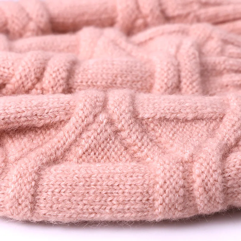 

Women Winter Crochet Beanie Hat With Real Fur Pompon Knitted Soft Warm Cap Autumn Female Adult Knitted Solid Color Pompom Beanie