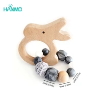jhanmo baby teether silicone bracelet bpa free cute animal silicone pendant wood ring teething rattle for baby accessories toys