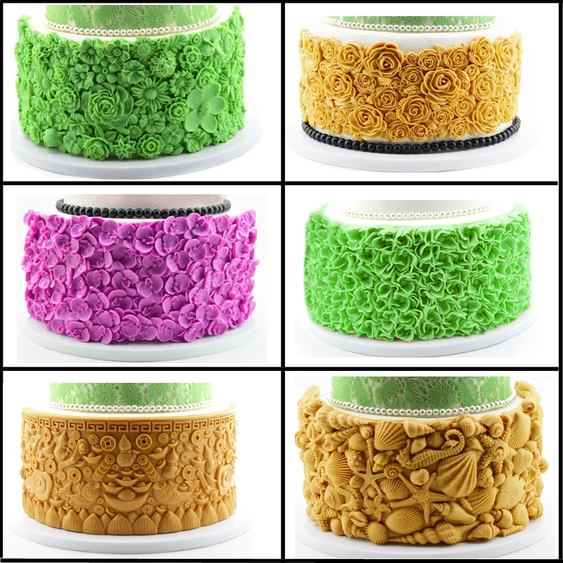 Rose Ruffle Petal Silicone Fondant Cake Mold Leaf Flower Conch Shell Pattern Wedding Birthday Sugar Craft Decorate Mould | Дом и сад