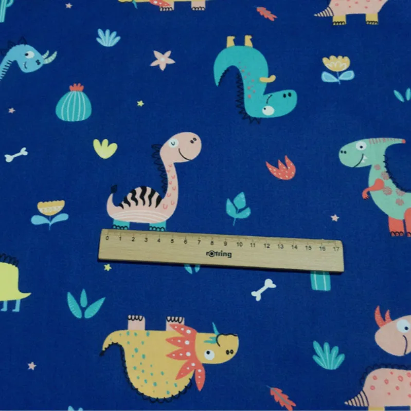 Хлопчатобумажная саржевая ткань Dinasour с принтом Лоскутная ручной работы сделай