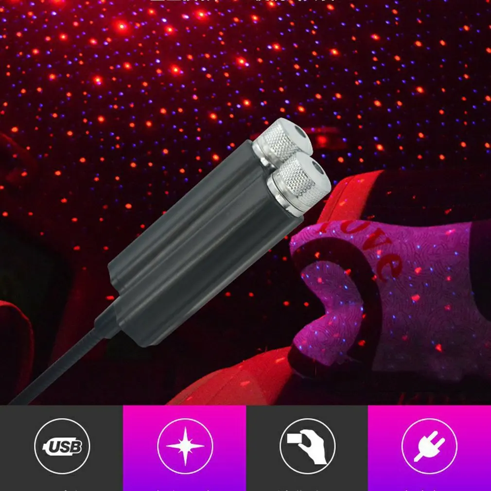 

Romantic LED Car Roof Star Night Light Projector Atmosphere Galaxy Lamp USB Decorative Lamp Adjustable Car Interior Decor Light