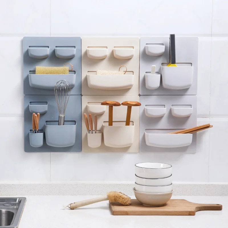 

Hot Self-adhesive wall-mounted shelves kitchen finishing hanging storage rack makeup orgnaizer holder bathroom shelf