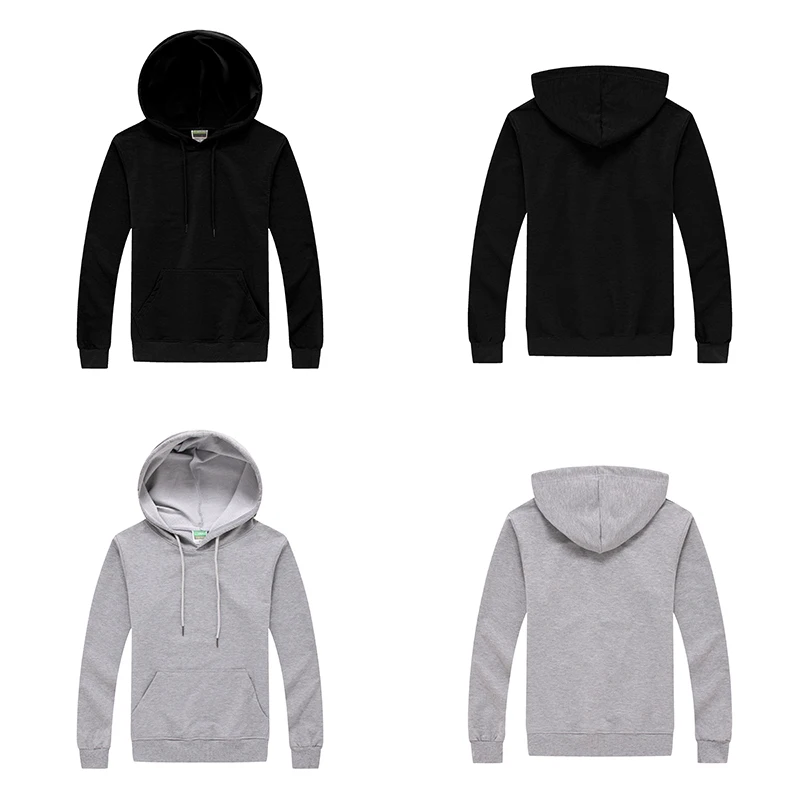 Однотонный пуловер с длинным рукавом мужские свитшоты капюшоном черный белый