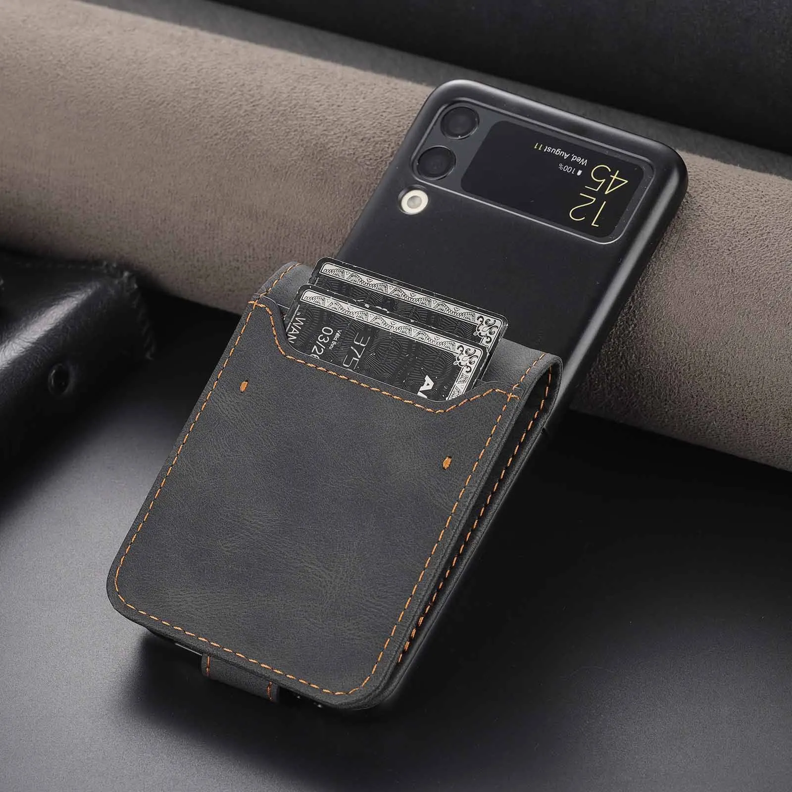 

Case for Samsung Z Flip3 Magnetic Buckle Phone Case Z flip3 Card Flip Protective Cover Foldable Screen Leather Case