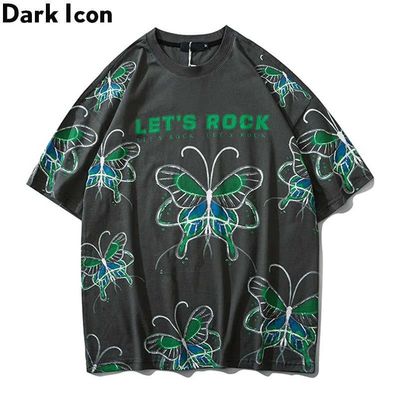 Футболка с принтом в виде бабочки Dark Icon летняя уличная футболка для мужчин и