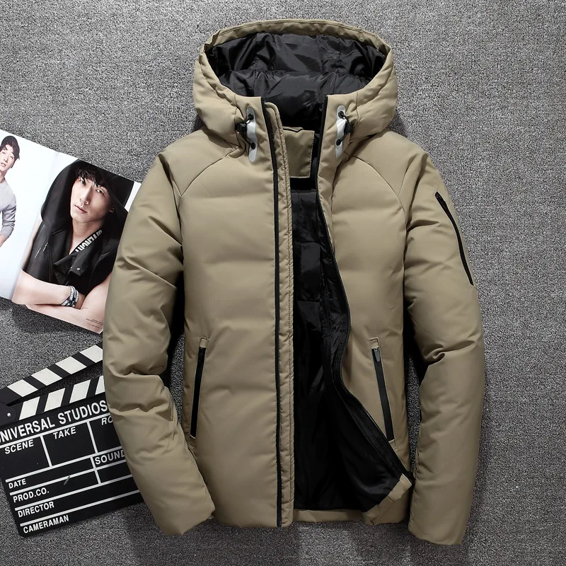 New Winter Jacket 2021 High Quality White Duck Down Men's Jacket Warm Hooded Coat Hot Sale Fashion Casual Down Parkas Men