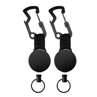 2pcs retractable key chain multifunction carabiner buckle with steel cable for men stainless steel keyring